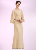 Sabrina A-Line Scoop Neck Floor-Length Chiffon Mother of the Bride Dress With Ruffle Beading Sequins STI126P0014827