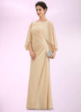 Sabrina A-Line Scoop Neck Floor-Length Chiffon Mother of the Bride Dress With Ruffle Beading Sequins STI126P0014827