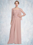 Samantha Jumpsuit/Pantsuit Square Neckline Floor-Length Chiffon Lace Mother of the Bride Dress STI126P0014828