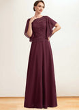 Peyton A-Line Scoop Neck Floor-Length Chiffon Lace Mother of the Bride Dress With Sequins STI126P0014834