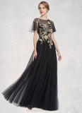 Cynthia A-Line/Princess Scoop Neck Floor-Length Tulle Mother of the Bride Dress With Lace STI126P0014841