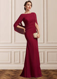 Kali Trumpet/Mermaid Scoop Neck Floor-Length Chiffon Mother of the Bride Dress With Ruffle STI126P0014842