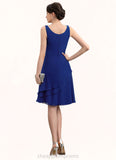 Ximena A-Line Scoop Neck Knee-Length Chiffon Mother of the Bride Dress With Cascading Ruffles STI126P0014884