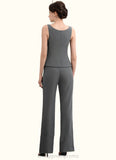 Casey Jumpsuit/Pantsuit Scoop Neck Ankle-Length Chiffon Mother of the Bride Dress STI126P0014890