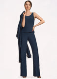 Kristen Jumpsuit/Pantsuit Scoop Neck Floor-Length Chiffon Mother of the Bride Dress STI126P0014914