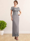 Amelie Sheath/Column Scoop Neck Ankle-Length Chiffon Lace Mother of the Bride Dress With Sequins STI126P0014922