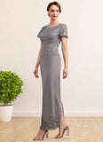 Amelie Sheath/Column Scoop Neck Ankle-Length Chiffon Lace Mother of the Bride Dress With Sequins STI126P0014922