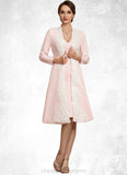 Everleigh Sheath/Column V-neck Knee-Length Stretch Crepe Mother of the Bride Dress STI126P0014933