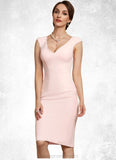 Everleigh Sheath/Column V-neck Knee-Length Stretch Crepe Mother of the Bride Dress STI126P0014933