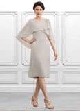 Cora A-Line Scoop Neck Knee-Length Chiffon Mother of the Bride Dress STI126P0014935