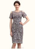 Madelynn Sheath/Column Scoop Neck Knee-Length Lace Mother of the Bride Dress STI126P0014944