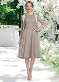 Alexa A-Line Scoop Neck Knee-Length Chiffon Lace Mother of the Bride Dress STI126P0014955