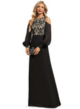 Lilyana Sheath/Column Scoop Floor-Length Chiffon Lace Evening Dress With Sequins STIP0020864