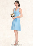 Vicky A-line V-Neck Knee-Length Chiffon Homecoming Dress With Ruffle STIP0025703