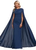 Genesis Sheath/Column V-Neck Floor-Length Chiffon Evening Dress With Pleated STIP0020883