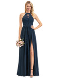 Frida A-line Scoop Illusion Floor-Length Chiffon Lace Evening Dress STIP0020944