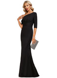 Talia Sheath/Column Asymmetrical Floor-Length Stretch Crepe Evening Dress With Pleated STIP0020792