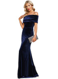 Roberta Sheath/Column Off the Shoulder Floor-Length Velvet Evening Dress STIP0020854