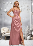 Nola A-line Cowl Floor-Length Stretch Satin Prom Dresses STIP0025881