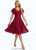 Amara A-line V-Neck Knee-Length Chiffon Homecoming Dress With Ruffle STIP0025716