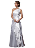 Karli A-line One Shoulder Floor-Length Charmeuse Evening Dress With Cascading Ruffles STIP0020917