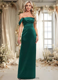 Tiffany Sheath/Column Off the Shoulder Floor-Length Satin Bridesmaid Dress STIP0025815