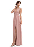 Carissa A-line V-Neck Floor-Length Chiffon Evening Dress With Pleated STIP0020827