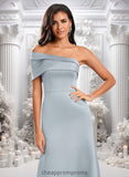 Sanai A-line Asymmetrical Off the Shoulder Floor-Length Satin Prom Dresses STIP0025884