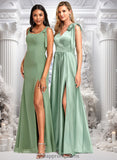 Callie A-line Square Floor-Length Chiffon Bridesmaid Dress With Bow STIP0025740