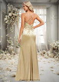 Gwen Trumpet/Mermaid Cowl Floor-Length Stretch Satin Bridesmaid Dress STIP0025792