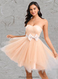 Paola Ball-Gown/Princess Sweetheart Short Tulle Homecoming Dress With Bow STIP0025719