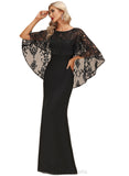 Audrey Sheath/Column Scoop Illusion Floor-Length Chiffon Lace Evening Dress With Sequins STIP0020938