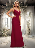 Patricia Trumpet/Mermaid V-Neck Floor-Length Chiffon Bridesmaid Dress STIP0025825