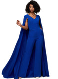 Amya Jumpsuit/Pantsuit V-Neck Floor-Length Stretch Crepe Evening Dress STIP0020953