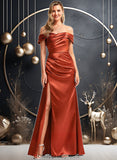 Giovanna A-line Off the Shoulder Floor-Length Stretch Satin Bridesmaid Dress STIP0025757