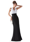 Kailey Empire Halter Floor-Length Chiffon Evening Dress With Pleated STIP0020952