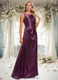 Adriana A-line Scoop Floor-Length Stretch Satin Bridesmaid Dress STIP0025829