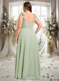 Nylah A-line Square Floor-Length Chiffon Prom Dresses With Bow STIP0025876