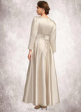 Taliyah A-line V-Neck Ankle-Length Satin Mother of the Bride Dress With Pleated STIP0021768