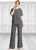 Alissa Jumpsuit/Pantsuit Separates Scoop Floor-Length Chiffon Mother of the Bride Dress With Beading STIP0021783