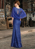 Skyler Trumpet/Mermaid V-Neck Floor-Length Chiffon Lace Mother of the Bride Dress With Sequins STIP0021795