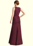 Irene Sheath/Column V-Neck Floor-Length Chiffon Mother of the Bride Dress With Beading Cascading Ruffles STIP0021835