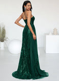 Alyvia Trumpet/Mermaid One Shoulder Sweep Train Sequin Prom Dresses With Sequins STIP0022226