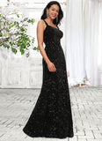 Kaitlin Sheath/Column Scoop Floor-Length Sequin Prom Dresses STIP0022228
