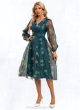 Skye Floral Print V-Neck Elegant A-line Organza Midi Dresses STIP0022297