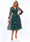 Skye Floral Print V-Neck Elegant A-line Organza Midi Dresses STIP0022297