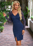 Zaria Flower V-Neck Elegant Bodycon Lace Asymmetrical Dresses STIP0022325