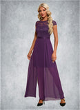 Sue Illusion Elegant A-line Chiffon Lace Maxi Dresses STIP0022451