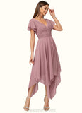 Skylar A-line V-Neck Ankle-Length Chiffon Cocktail Dress With Ruffle STIP0022486