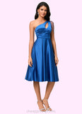 Shaylee A-line One Shoulder Knee-Length Satin Cocktail Dress With Beading Pleated STIP0022531